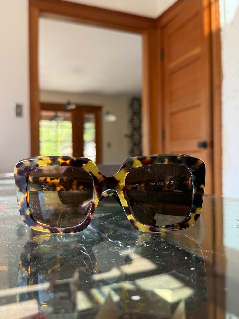 Oliver Peoples Franca Tortoiseshell Square Sunglasses with Brown Lenses